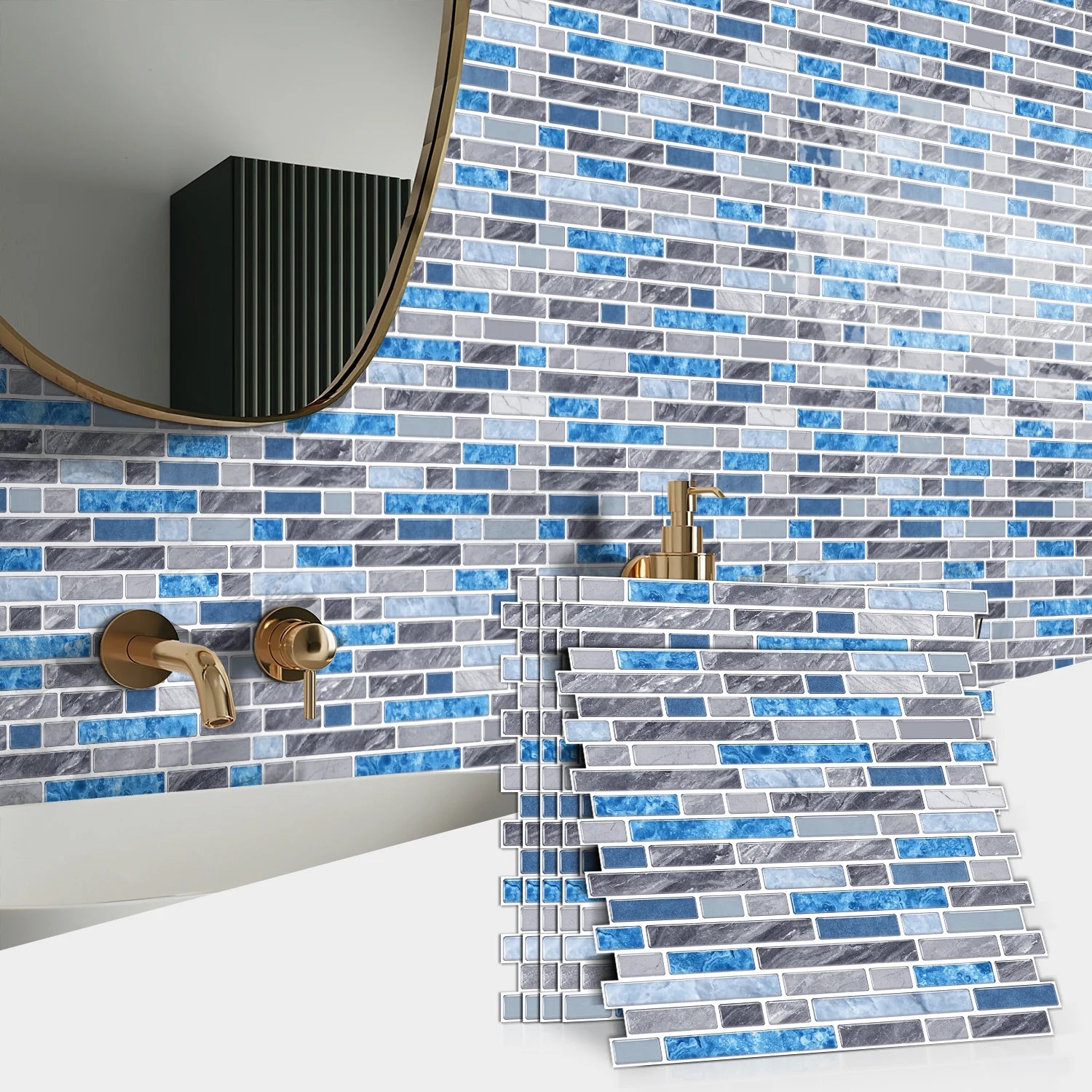 1/12 pièces classique noir et blanc carrelage marbre chambre décoration cuisine salon étanche auto-adhésif autocollant mural détachable