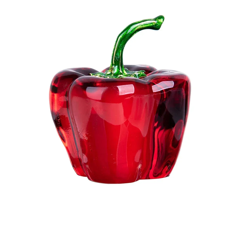 Ornements de poivre vert, glaçure colorée, décoration de maison en verre, cristal, Quartz, cadeau Souvenir, Figurine de Chili à collectionner