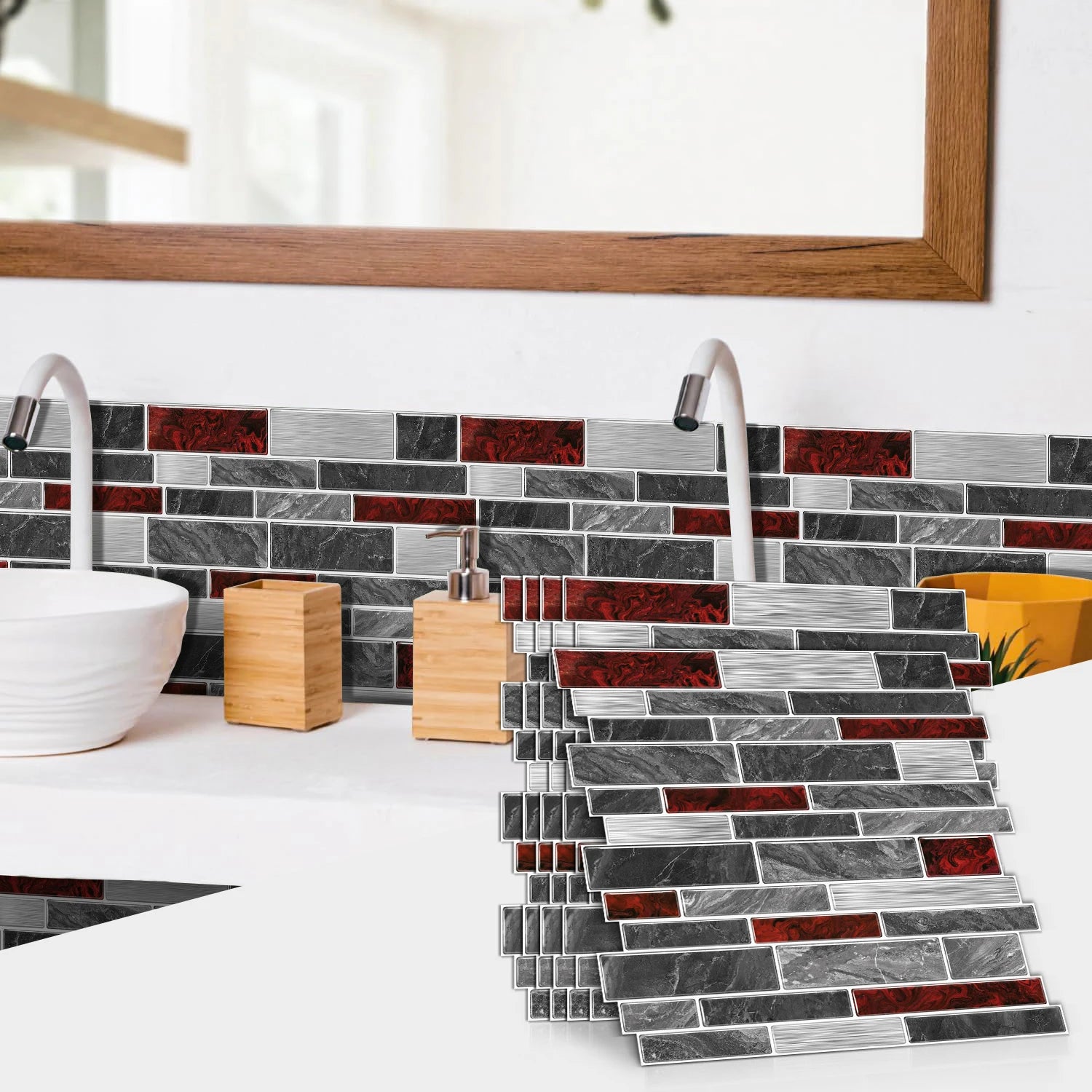 1/12 pièces classique noir et blanc carrelage marbre chambre décoration cuisine salon étanche auto-adhésif autocollant mural détachable